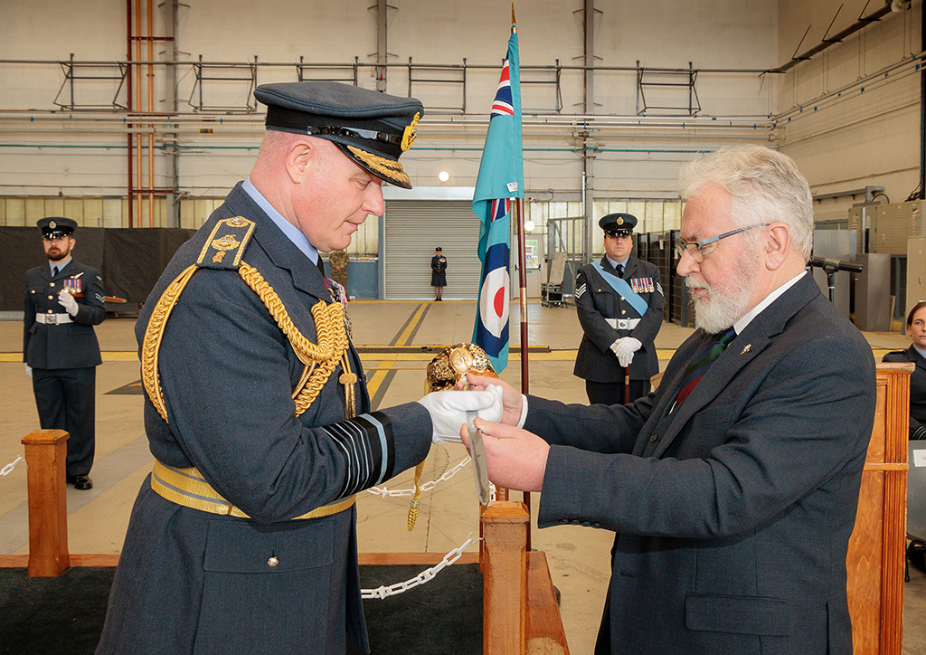 Chief of Air Staff, Air Chief Marshal Harv Smyth, receives the prestigious Firmin Sword of Peace from a representative of Firmin, Britain’s longest-standing sword making company to the military unit or establishment, judged to have made the most valuable contribution to humanitarian activities at home or overseas.